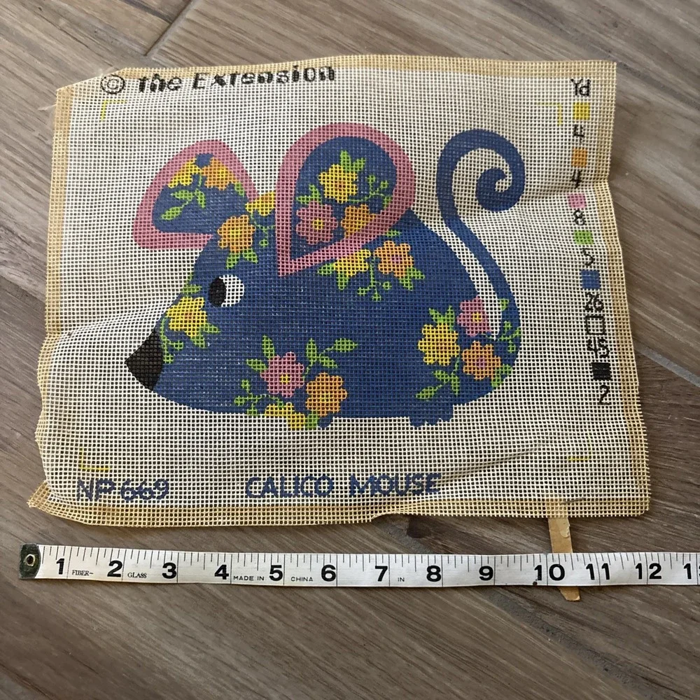 Vintage The Extension Calico Mouse canvas pattern New